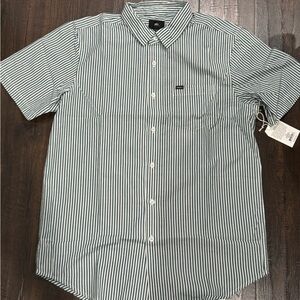 Obey Jumbo Stripe Woven Short Sleeve Button Up Shirt